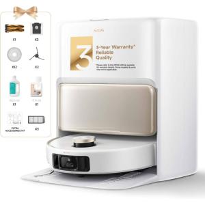 image:imageMOVA V50 Ultra Complete Robot Vacuum and Mop 24000Pa Suction Zero Tangling Duobrush 228in Obstacle Overcoming FlexiRise Navigation 176F Hot Water Mop SelfCleaning amp Fast Hot Air Drying WhiteWhite